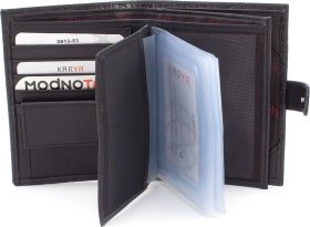 Черное мужское портмоне из натуральной кожи с блоком под документы KARYA (55951)