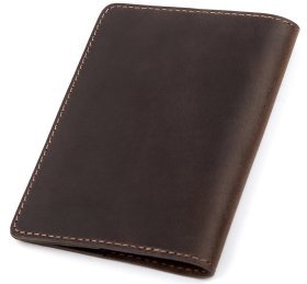 Коричнева вінтажна обкладинка на паспорт із натуральної шкіри Shvigel (2413918)