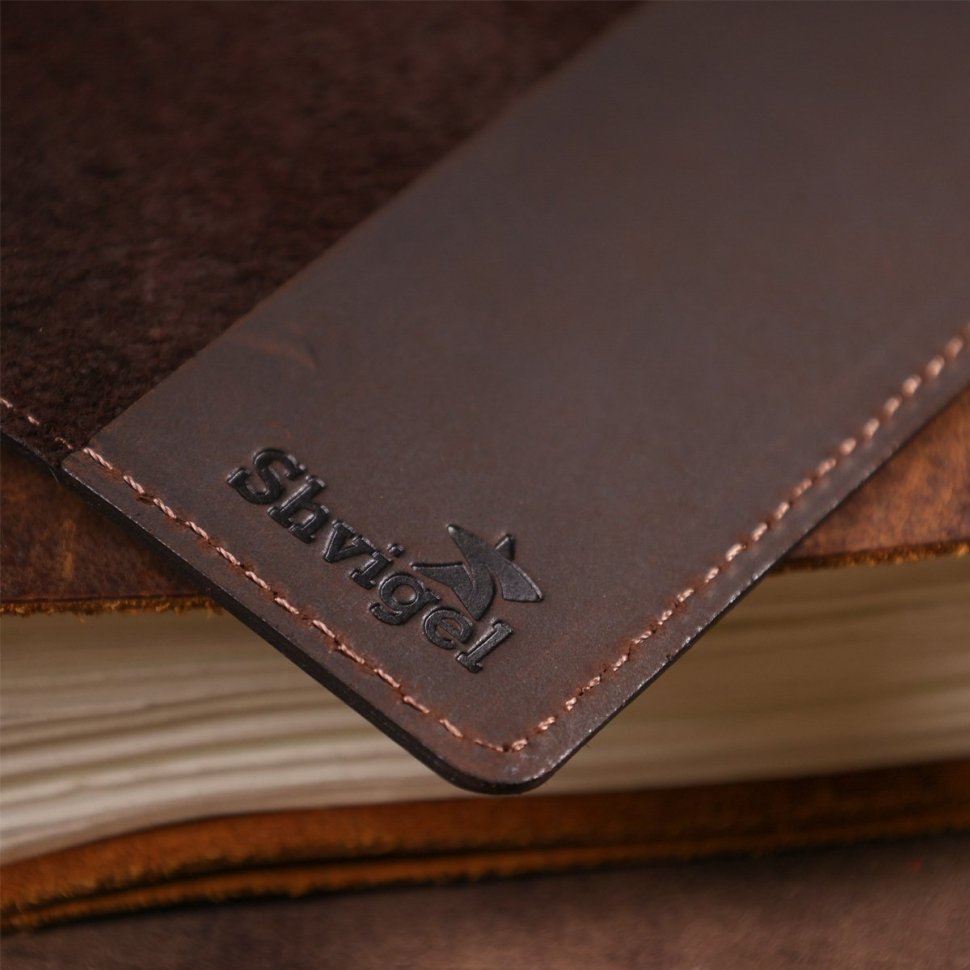 Коричневая винтажная обложка на паспорт из натуральной кожи Shvigel (2413918) modnotak фото №9