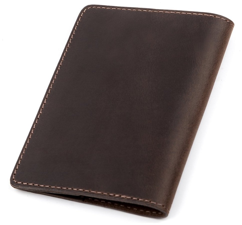 Коричневая винтажная обложка на паспорт из натуральной кожи Shvigel (2413918) modnotak фото №13