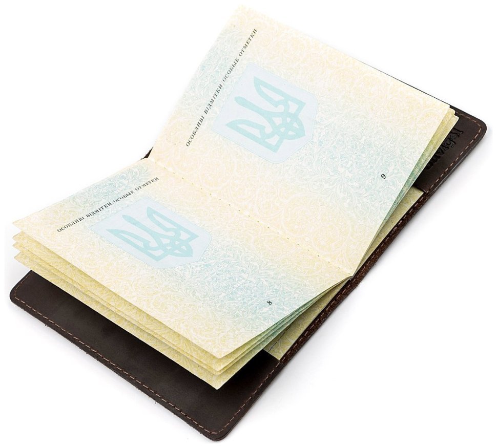 Коричневая винтажная обложка на паспорт из натуральной кожи Shvigel (2413918) modnotak фото №16