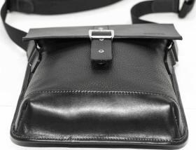 Компактна сумка планшет чорного кольору з двох видів шкіри VATTO (11992) - 2