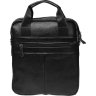 Чоловіча сумка середнього розміру із натуральної шкіри чорного кольору з ручками Keizer (21365) - 3