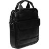 Чоловіча сумка середнього розміру із натуральної шкіри чорного кольору з ручками Keizer (21365) - 4