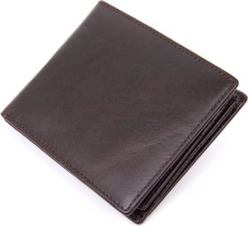 Недороге чоловіче портмоне з натуральної шкіри темно-коричневого кольору без застібки Vintage (2420420)