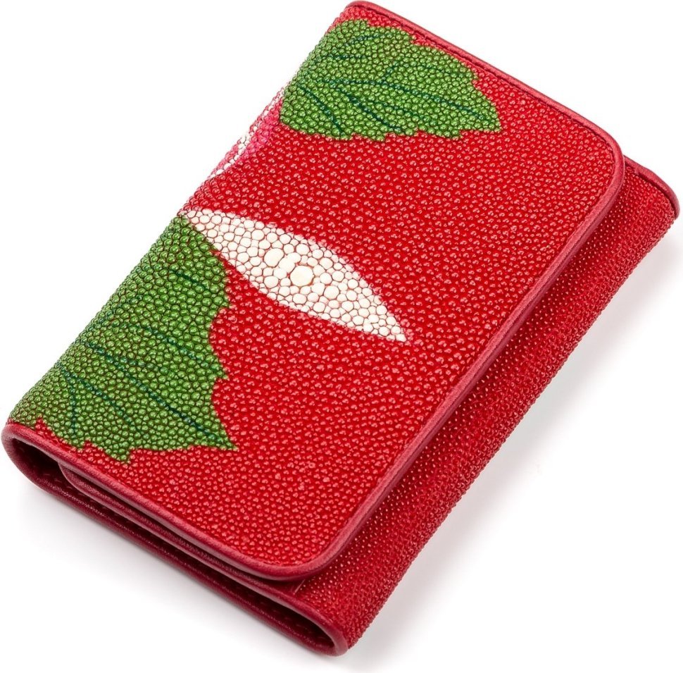 Жіночий гаманець з натуральної шкіри морського ската червоного кольору STINGRAY LEATHER (024-18077)