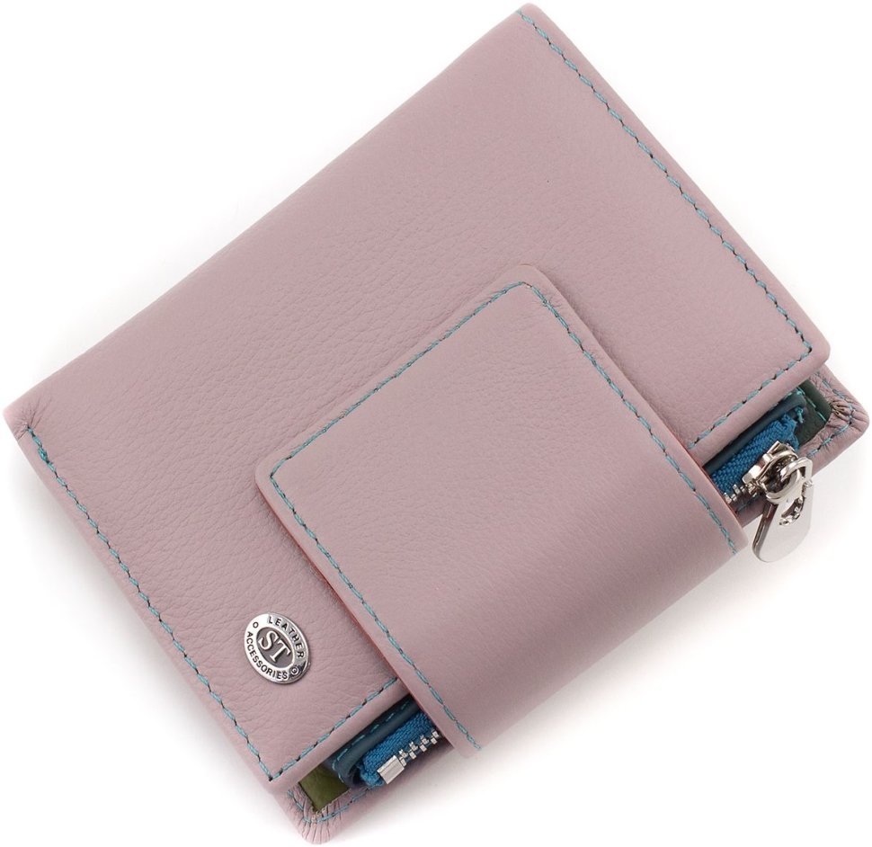 Розовый женский кошелек из натуральной кожи с монетницей ST Leather 1767251