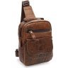 Мужская кожаная сумка-рюкзак с одной лямкой в коричневом цвете Keizer (22083) - 1