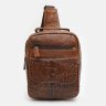 Чоловіча шкіряна сумка-рюкзак з однією лямкою у коричневому кольорі Keizer (22083) - 2