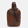 Чоловіча шкіряна сумка-рюкзак з однією лямкою у коричневому кольорі Keizer (22083) - 3