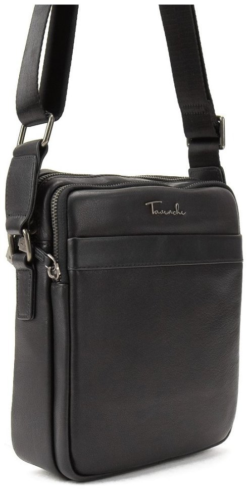 Мужская кожаная сумка-планшет черного цвета на две молнии Tavinchi 77551 modnotak фото №8