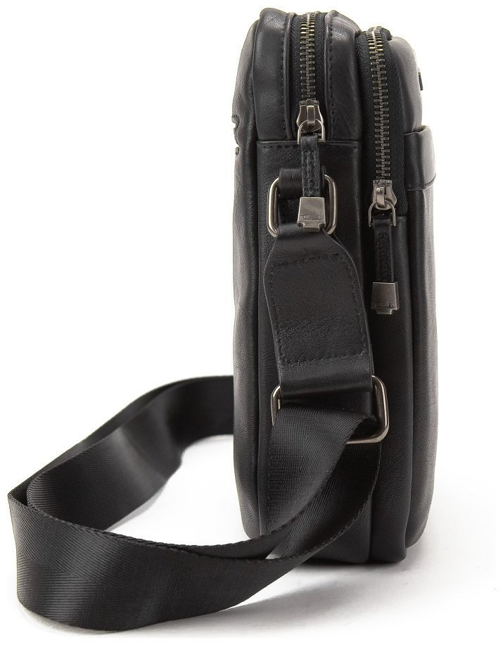 Мужская кожаная сумка-планшет черного цвета на две молнии Tavinchi 77551 modnotak фото №10