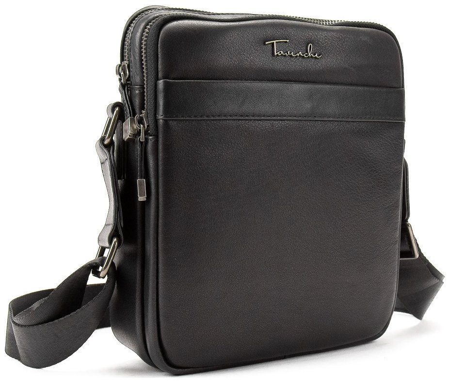 Мужская кожаная сумка-планшет черного цвета на две молнии Tavinchi 77551 modnotak фото №11