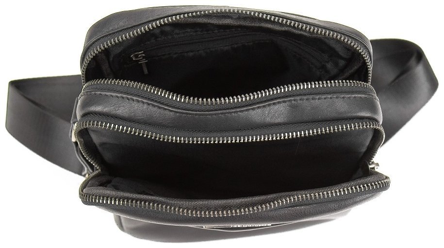 Мужская кожаная сумка-планшет черного цвета на две молнии Tavinchi 77551 modnotak фото №12