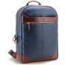 Чоловічий шкіряний рюкзак синього кольору із відсіком під ноутбук Tom Stone 77751 - 1