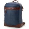 Чоловічий шкіряний рюкзак синього кольору із відсіком під ноутбук Tom Stone 77751 - 3