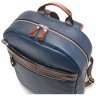 Чоловічий шкіряний рюкзак синього кольору із відсіком під ноутбук Tom Stone 77751 - 4