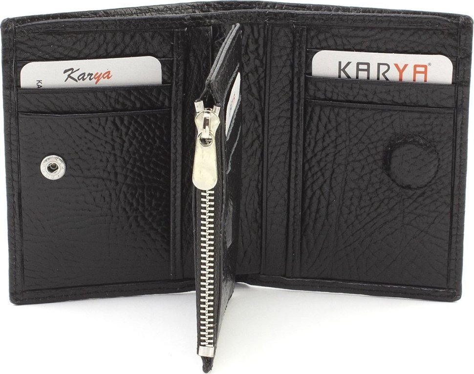 Мужской кожаный кошелек вертикального типа с двойной фиксацией KARYA (21894)