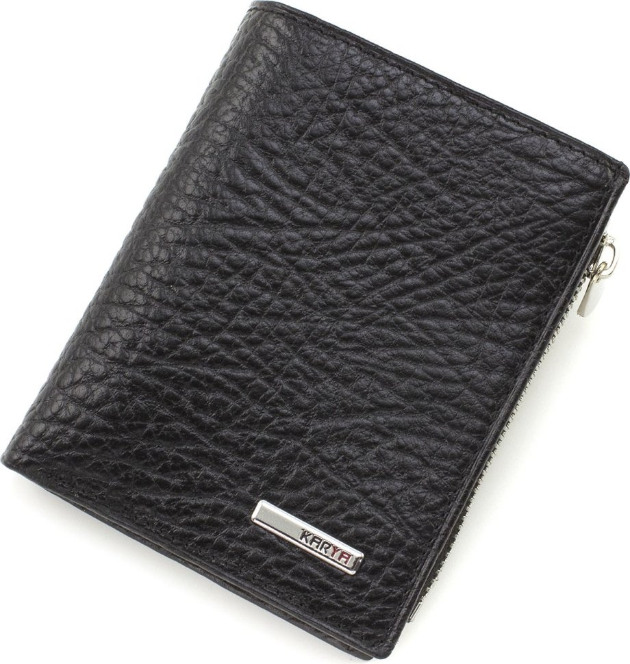 Чоловічий шкіряний гаманець вертикального типу з подвійною фіксацією KARYA (21894)
