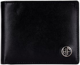 Чоловічий шкіряний гаманець з гладкої шкіри чорного кольору без застібки та монетниці Hammonds Flycatcher HF595 108051
