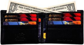 Чоловічий шкіряний гаманець з гладкої шкіри чорного кольору без застібки та монетниці Hammonds Flycatcher HF595 108051