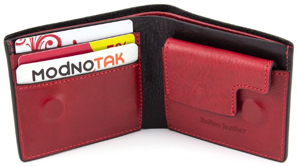 Стильний чоловічий гаманець з червоною вставкою Grande Pelle (13054)