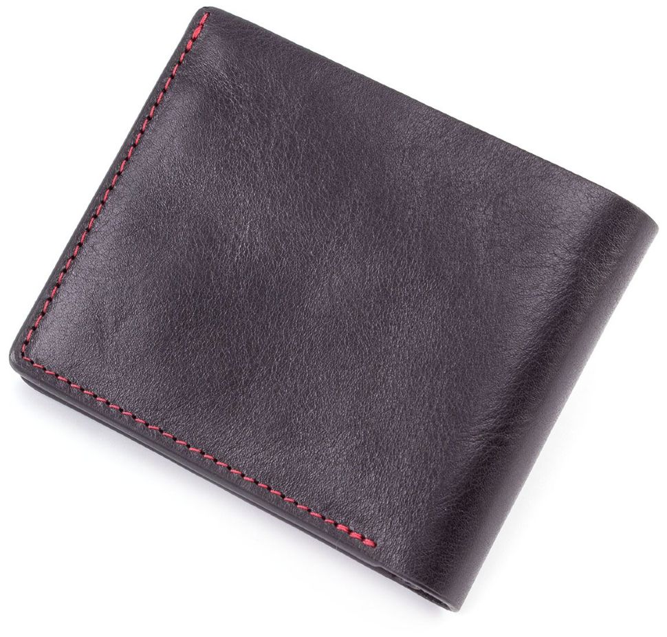 Стильний чоловічий гаманець з червоною вставкою Grande Pelle (13054)