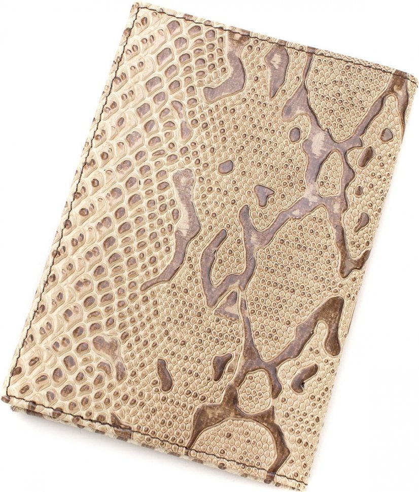 Кожаная обложка на паспорт из натуральной кожи под змею KARYA (094-011)