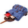Великий текстильний рюкзак синього кольору з клапаном на магніті Vintage 2422154 - 6
