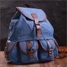 Великий текстильний рюкзак синього кольору з клапаном на магніті Vintage 2422154 - 7
