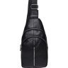 Мужская кожаная сумка-рюкзак через плечо черного цвета Keizer (22095) - 2