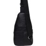 Мужская кожаная сумка-рюкзак через плечо черного цвета Keizer (22095) - 4