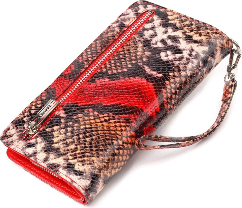 Лакированное женский кошелек-клатч из натуральной кожи с тиснением под змею CANPELLINI (2421541)
