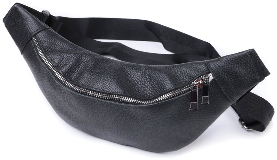 Універсальна сумка-бананка з натуральної шкіри Shvigel 2422824 Чорна фото №1 Універсальна сумка-бананка з натуральної шкіри Shvigel 2422824 Чорна modnotak фото №1