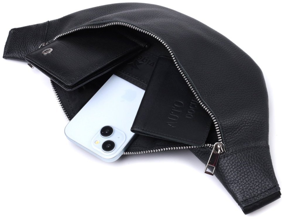 Універсальна сумка-бананка з натуральної шкіри Shvigel 2422824 Чорна фото №7 Універсальна сумка-бананка з натуральної шкіри Shvigel 2422824 Чорна modnotak фото №7