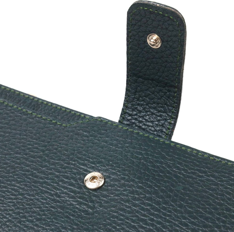 Жіночий вертикальний гаманець із натуральної шкіри зеленого кольору CANPELLINI (2421643)