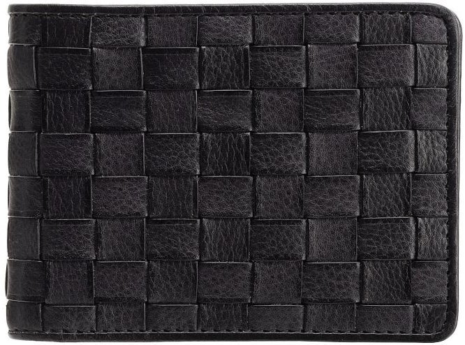 Чорне чоловіче портмоне під плетінку з натуральної шкіри Visconti Sergio 69251