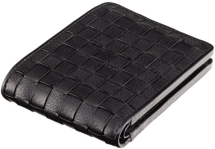 Черное мужское портмоне под плетенку из натуральной кожи Visconti Sergio 69251