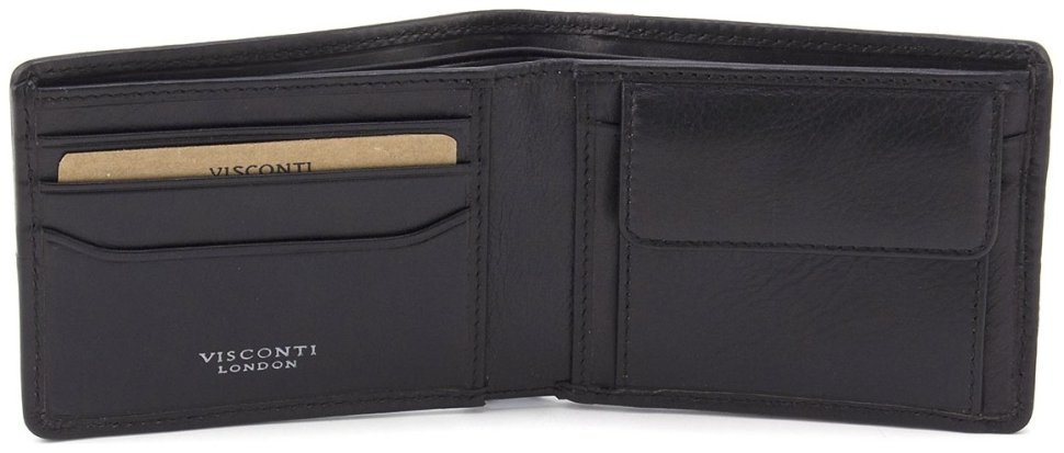 Черное мужское портмоне под плетенку из натуральной кожи Visconti Sergio 69251
