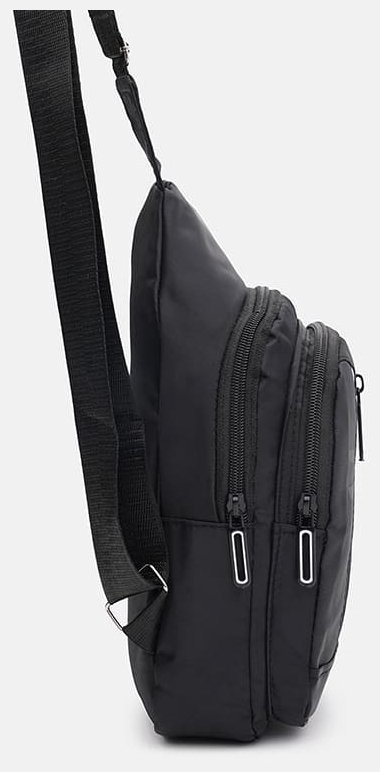 Стильний текстильний чоловічий рюкзак на одну лямку Monsen 89251 Чорний modnotak фото №4