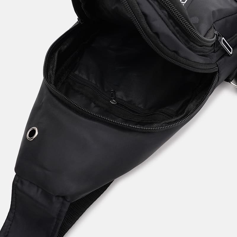 Стильний текстильний чоловічий рюкзак на одну лямку Monsen 89251 Чорний modnotak фото №5