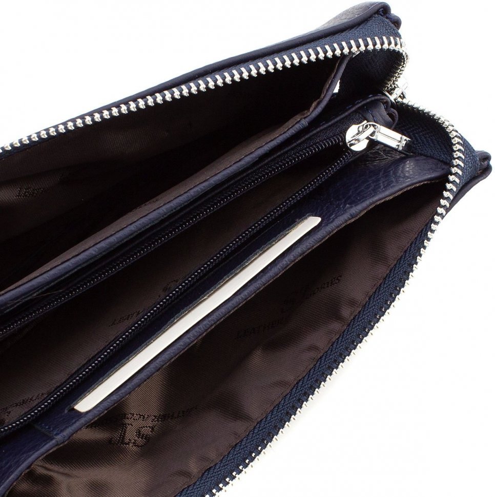 Темно-синій просторий гаманець-клатч з якісної шкіри ST Leather (15334)