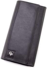 Мужской кожаный кошелек черного цвета с отделением для телефона Grande Pelle (15467)