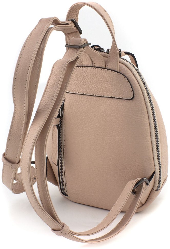 Жіночий рюкзак пудровий невеликого розміру з натуральної фактурної шкіри KARYA 69751