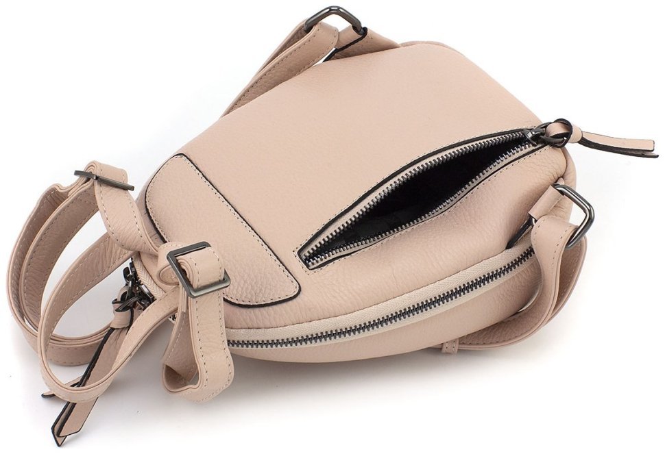 Женский пудровый рюкзак небольшого размера из натуральной фактурной кожи KARYA 69751