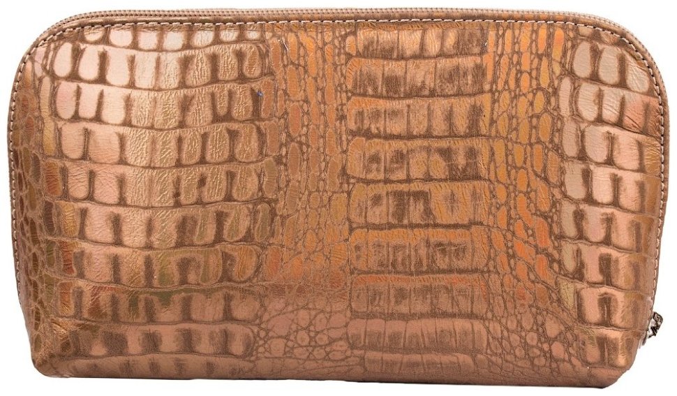 Золотистая женская косметичка из натуральной кожи с принтом под питона Desisan 80052 фото №4 Золотистая женская косметичка из натуральной кожи с принтом под питона Desisan 80052 modnotak фото №4