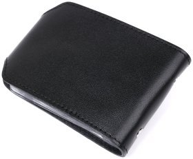 Черная визитница из гладкой кожи с хлястиком на кнопке Shvigel 2413915