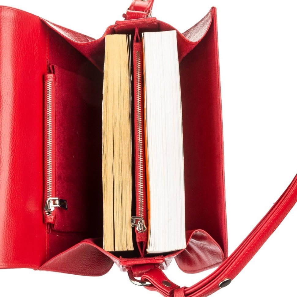 Красная сумка из натуральной кожи морского ската с клапаном STINGRAY LEATHER (024-18500)