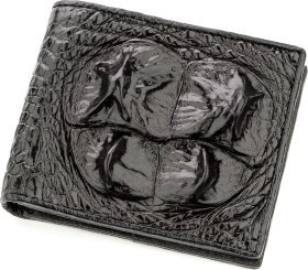 Чорне чоловіче портмоне зі шкіри крокодила без фіксації CROCODILE LEATHER (024-18582)