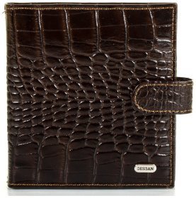 Коричневая визитница из натуральной кожи под крокодила Desisan 80452
